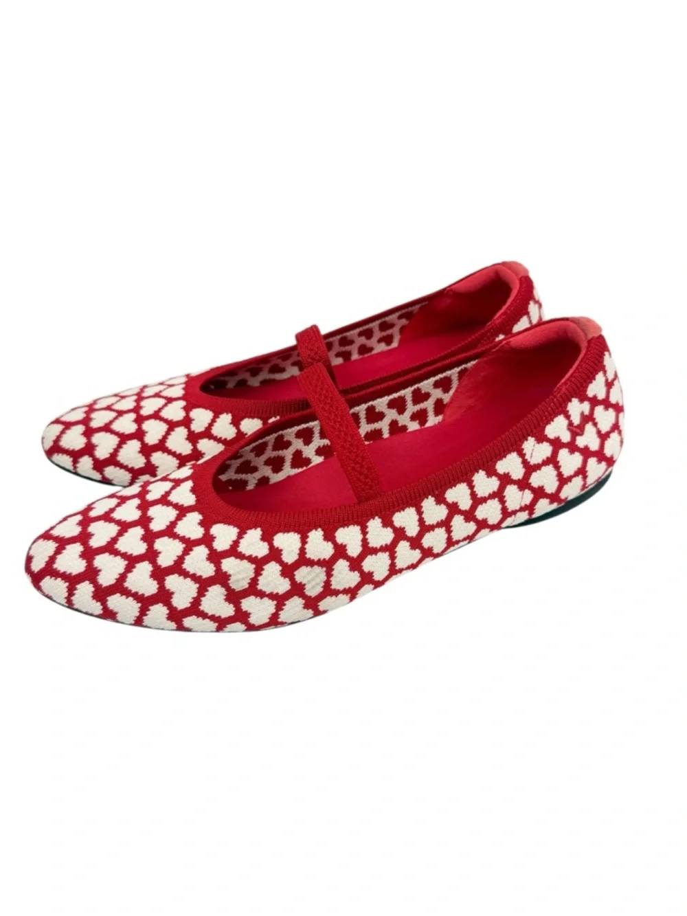 Vivaia Tamia Adaptall Almond Toe Mary Jane Flats Romantic Red Hearts Size 40/ 9